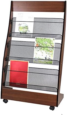 Magazine racks Woody Bookstand Newspaper Stand Magazine Shelves Display Stand Files Rack Exhibition Stand 3 Magazines Pulley