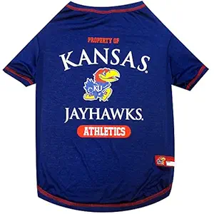 Pets First Collegiate University of Kansas Jayhawks Dog Tee Shirt, Small