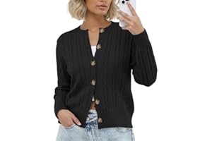 GRECERELLE Damskie kardigany miękkie swetry z długim rękawem damski sweter z okrągłym dekoltem na co dzień dzianinowy kardigan z guzikami dla kobiet UK, jesień, zima