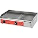 Produktbild Griddleplatte gerillt Grillplatte Gusseisen Elektrogrill Tischgrill (3300 W, 60x45x17,5 cm, 30-300°C, glatt, Gehäuse aus Edelstahl) 12mm starke Stahlplatte