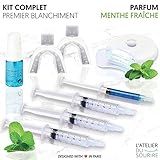 Kit blanchiment dentaire professionnel L'ATELIER DU SOURIRE - Kit de blanchiment des dents pour réaliser 10 blanchiments dentaire à la maison. Parfum Menthe Fraîche
