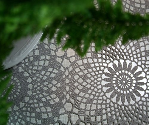 Tischläufer Spitze PVC – grau – 40 x 150 cm, Camping, Gartentischdecke, Abwaschbar - 2