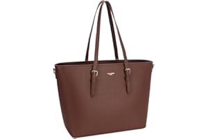 David Jones - Bolso de Mano Grande Mujer - Tote Bag Shopper Piel PU - Bolso de Hombro Trabajo Shopping Gran Capacidad Cuero - Bolso de Compras Asa Larga - Escuela Estudiante Moda - Marrón