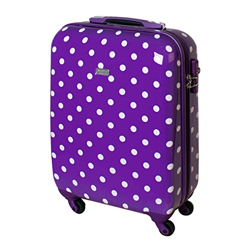 Preisvergleich Produktbild Handgepäck Bordgepäck Kabinentrolley Hartschalen Koffer für Kurzreisen Urlaub Reisen Businesskoffer Trolley Case TSA Schloss 30 Liter Lila Punkte 555 Fehlproduktion555 Fehlproduktion