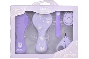 Beter - Set per la Cura del Bambino, Kit Pulizia Neonato, Forbici, Lime per Unghie, Tagliaunghie, Pettine e Spazzola, Kit Igiene, Regalo, Accessori, Gufo