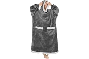 Lushforest Oversized Blanket Hoodie, Super Soft Warm Hooded Blanket Sherpa Fleece Wearable Blanket, Sweatshirt Blanket For Women Men One Size, 1pcs