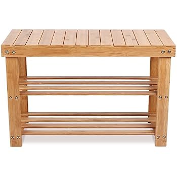 Tabouret De Salle De Bain Relaxdays En Bambou - Avec Étagère - 45x51,5x34 Cm - Naturel