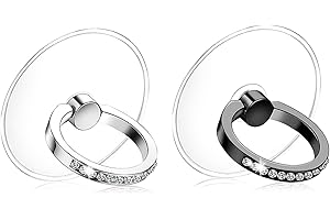 Kinizuxi Lot de 2 anneaux de support pour téléphone portable, anneau de téléphone à paillettes en diamant universel rotatif à 360 degrés, anneau transparent compatible avec divers téléphones mobiles