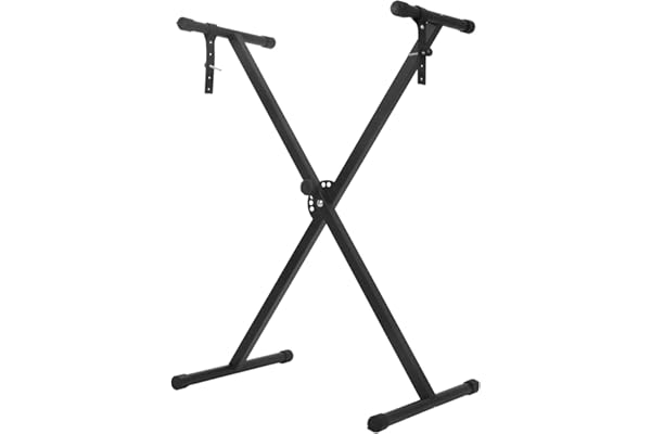 KingSaid Support de clavier réglable de 33 à 97 cm avec cadre en X et sangle de verrouillage avec 7 positions réglables en hauteur, peut supporter jusqu'à 20 kg, support universel pour piano