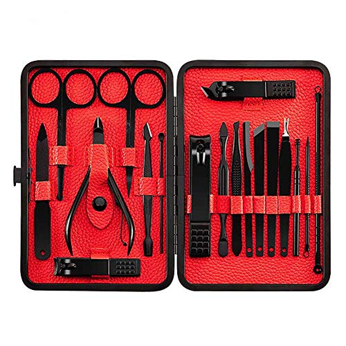 YGL Set Manicure Kit Tagliaunghie Professionale 18 Pezzi Strumenti per la Cura Della Pedicure Strumenti per Toelettatura in Acciaio Inossidabile Con Custodia in Pelle PU