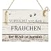 Produktbild Hunde Wand Deko Holzschild mit Spruch im Shabby Chic Vintage Stil (29x20x0,5cm) - Vorsicht vor dem Frauchen der Hund ist harmlos - die Geschenkidee für Hundebesitzer und Hundeliebhaber