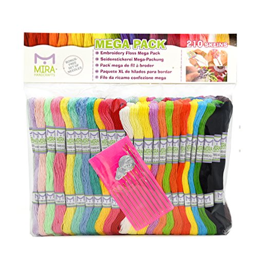 Premium Sticktwist Mega Pack – Freundschaft Armbänder Floss – Kreuzstich Threads, Crafts Floss – 210 Floss Garnknäuel Pro Kärtchen, jeweils frei Set von Hoher Qualität Sticknadeln - 3