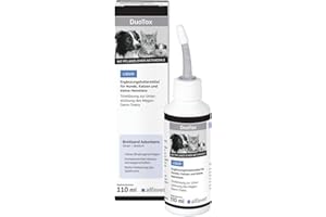 alfavet DuoTox Liquide avec charbon végétal et bentonite - Contre les vomissements chez les chiens, les chats, les petits animaux de compagnie - Flacon avec embout d'application - 110 ml