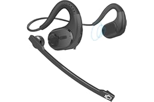 iDIGMALL Bluetooth Headset with Detachable Microphone, Multi-Point Wireless Headset w/DSP Noise Canceling Mic for Phone PC Laptop, Comfort & Light Open Ear headphones for Office Meeting Home Work, 12H