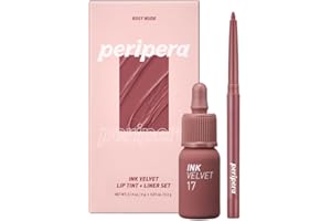 Peripera Ink the Velvet Lip Tint | High Pigment Color, Longwear, Weightless, Not Animal Tested, Gluten-Free, Paraben-Free | 0.14 fl oz (#030 CLASSIC NUDE) (#01 Liquid Lip + Liner Kit)