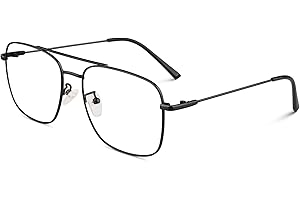 GQUEEN Pilot Stil Fake Brille Ohne Stärke Damen Herren Retro Metallrahmen UV400