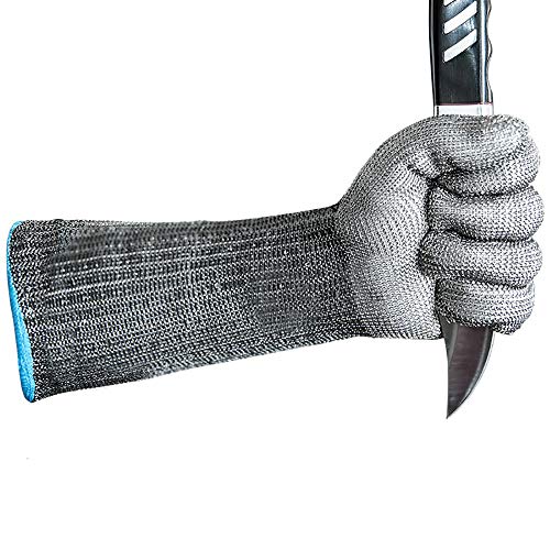 Preisvergleich Produktbild Steel Wire Armschutz Schneiden Der Handschuhe Anti-Abrasionssicherheit Tactical Armschutz Sleeve Kitchen Schneiden Handschuhe Oyster Shucking, Fischfilet-Verarbeitung, Mandolin-Slicing, XL
