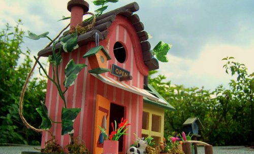 Hüwüknü Blumen Laden Vogelhäuschen aus Holz - 5