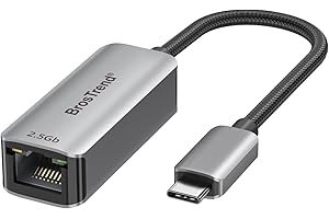 BrosTrend USB C to Ethernet Adapter, 2.5Gb Wired Network Adapter for PC MacBook Pro/Air, USB 3.2 Type-C to RJ45, Compatible with Thunderbolt 3/4/5, Windows, MacOS, iOS, Plug & Play Lifetime Protection