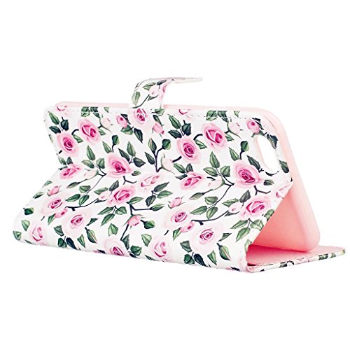 MUTOUREN Schutzhülle Case für iphone 6 6S (4.7 Zoll) Prägung Blumen Geprägte indische Mandala Muster Buch-Stil Bookstyle Handyhülle Schutzhülle Taschen Anti-scratch Bumper et Shock Absorption Magnetverschluss Magnet Etui + Metall Touch-Pen, Kleine Rose - 5
