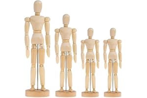 Anneome Wooden Puppet Ornament 7.9 Inch Movable Joint Model for Artists and Home Decoration Durable Wood Figure Sketch Model