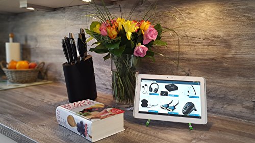 deleyCON HQ Universal Tablet Halterung/Ständer – Staffelei für iPad / Galaxy Tab usw – mit & ohne Case nutzbar Silber - 5