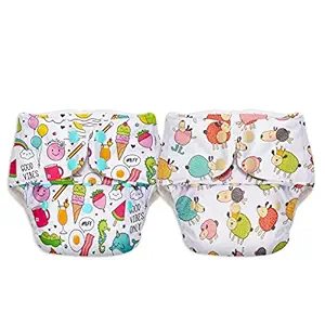 superbottoms Basic 2 Certified Soft Fleece Lined Pocket Adjustable Diapers Only Without Soakers (One Size, 4 Sizes in 1, 5-17 kg) - Pack of 2