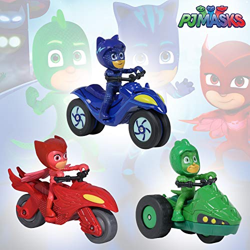 Pj Masks Diecast Catboy, Gecko and Eulette Series Vehicle Toy Set for Kids, 7 cm - Pack of 3