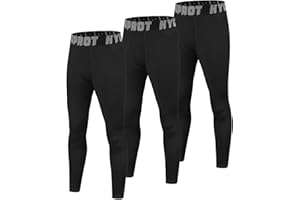 HYCOPROT Pantalon de Compression pour Garçons Collants Leggings Enfants Respirant Sportif Séchage Rapide Base Layer sous-vêtements de Sport pour Football Basket-Ball