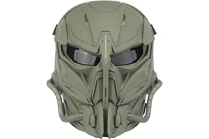 JOYASUS Tactical Airsoft Mask, Grey Lens Full Face Skull Paintball Protective Mask for Cs Wargame Halloween Cosplay Costume Party