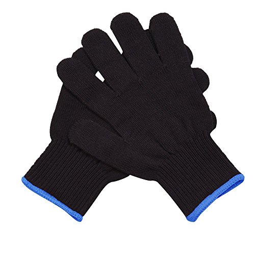 Mudder 2 Pack Heat Resistant Gloves for Curling, Curling Wand and Flat Iron, Black and Blue
