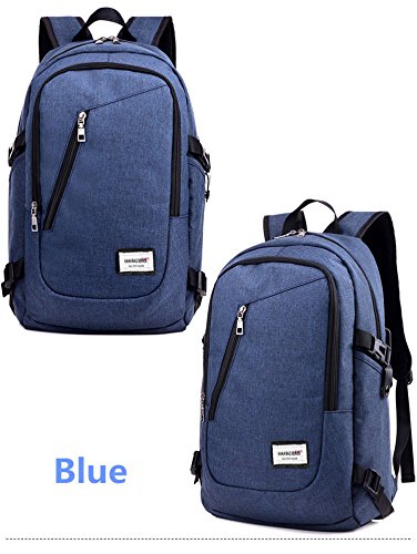 niuieme Slim Laptop Rucksack 50,8 cm Business Wasserabweisendes Polyester Laptop Rucksack mit USB-Ladeanschluss blau - 2