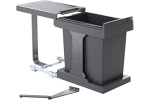 Hailo Abfallsammler 3636001 | Modell Solo mit Ausfahrautomatik | 20 Liter Inneneimer | für Schränke ab 400 mm Breite mit Drehtür | Anthrazit