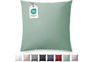 ‎BLUMTAL Blumtal Mako Satin Kissenbezug 50x50 Baumwolle Grün - Kissenhülle aus 100% Baumwolle - Edle Glanzoptik & Reißverschluss - Satin Kissenbezug für Kissen 50x50 Dekokissen & Sofakissen