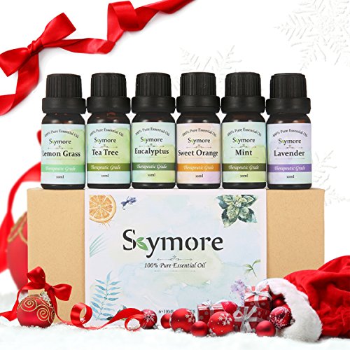 Skymore Aceites Esenciales Set de 6 Estilos Aroma, Regalo de San Valentín,(Limón, Lavanda, Té Algodón, Eucalipto, Naranja, Menta) relajación y kurren Aceite 100% Puro de Aromaterapia, 6 x 10 ml