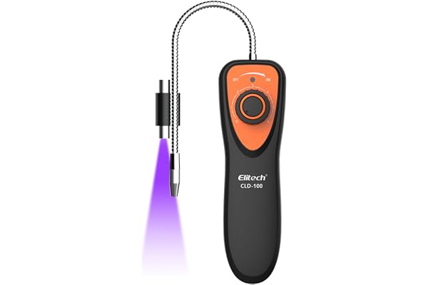 Elitech Détecteur de Fuite de Gaz Réfrigérant HVAC avec Lamp UV, Détecteur de Fuite Climatisation CVC pour R32 R134A R410A Détection de Freon