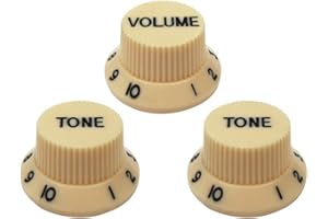 FLEOR 2T1V ST Perillas de control de guitarra 2 tonos 1 volumen para piezas de guitarra eléctrica, crema con letra negra
