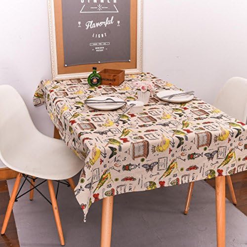 SSLW Cotton Linen Table Cloth Parrot Butterfly Birdcage Print Bedside Tablecloth , color , 60*60cm