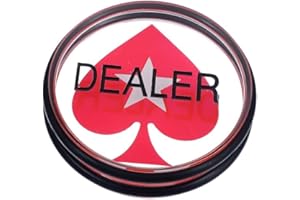 Bettecso Poker-Knopf, Poker Dealer Button red Spade, schwarz und rot, aus hochwertigem Acrylglas mit Schutzgummis, 7,5 cm x 1,8 cm, 80 Gramm, Design Red Pica Stars