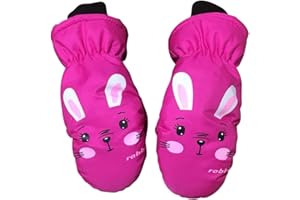 Aoreun Guanti da Sci per Bambini, Guanti Invernali Guanti Impermeabili Antivento, Guanti da Neve in Caldo Pile 3-9 Anni Ragazzi e Ragazze che Corrono Sci Snowboard