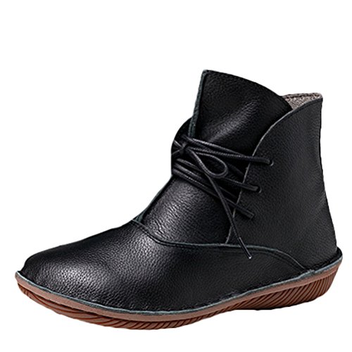 Vogstyle Donna Scarpe Stivale Indianini col Taccl Basso Stile 1 Nero Fleece EU37-37.5/CH38