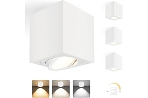 YindaLux Faretti LED Soffitto Dimmerabile, 5W Faretto da Parete Orientabile, Contiene Modulo LED 230V, Alluminio Lampada da Soffitto Downlight, Moderno Bianco Piazza Faretto Interno 4PCS