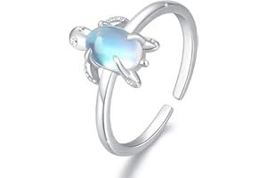 Schildkröte Ringe 925 Sterling Silber Mondstein Verstellbare Offen Tier Ring Regenbogen Muttertags Geschenke Valentinstag für Damen Kinder Mädchen Freundin Mutter Göttin