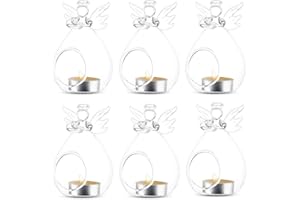 Sziqiqi Candelabro d'Angelo Appeso, Candelabro di Vetro Resistente al Calore Come Decorazione per Proposta di Matrimonio O Nozze, Decorazione Natalizia a Lume di Candela (6Pcs/Set)
