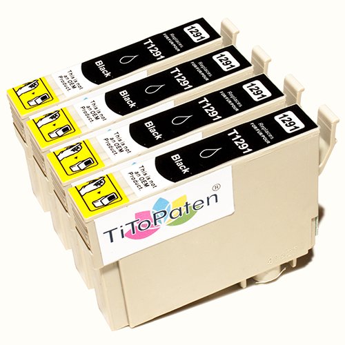 *TITOPATEN* 4x Epson Stylus Office BX 635 FWD Plus kompatible XL Druckerpatrone ersetzt Typ T1291 - 1294 - Schwarz - Patrone MIT CHIP !!!