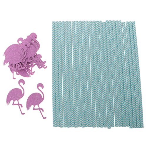 Gazechimp Strand Party hawaii Party Strohhalme Trinkhalme Papierstrohhalme Set/25pcs – Flamingo, 19,6 x 0,6 cm - 2