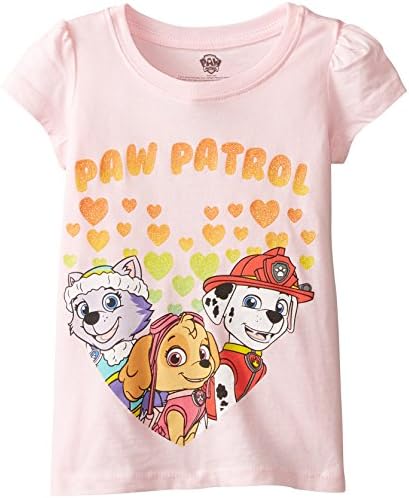 Freeze Kids Girls Paw Patrol Hearts Toddler Girls T-Shirt, Light Pink, 3T