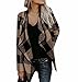 Produktbild ZEZKTDamen Plaid Strickjacke Revers Damen Casual Freizeit Cardigan Frauen Kurz Mantel Jacke Lange Ärmel Outwear Warm Halten Jacke Stitching Mode Beiläufig Jacke (L, Khaki)