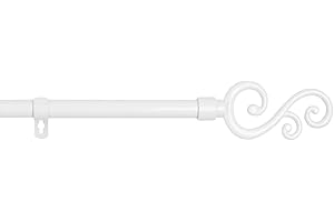 MERCURY TEXTIL-Barra Sencilla Forja Universal Extensible,Barra de Cortinas Decorativa Extensible (Blanco, 120-210cm Forma S)