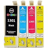 QINK 4 Pack (1BK 1C 1M 1Y) for EPSON T1301 Black &amp; T1302 Cyan &amp; T1303 Magenta &amp; T1304 Yellow Ink Cartridge With Updated Chip Compatible Show Accurate Ink Level High Yield High Capacity for Epson Stylus Office B42WD BX525WD BX535WD WorkForce WF-3010DW WF-3520DWF